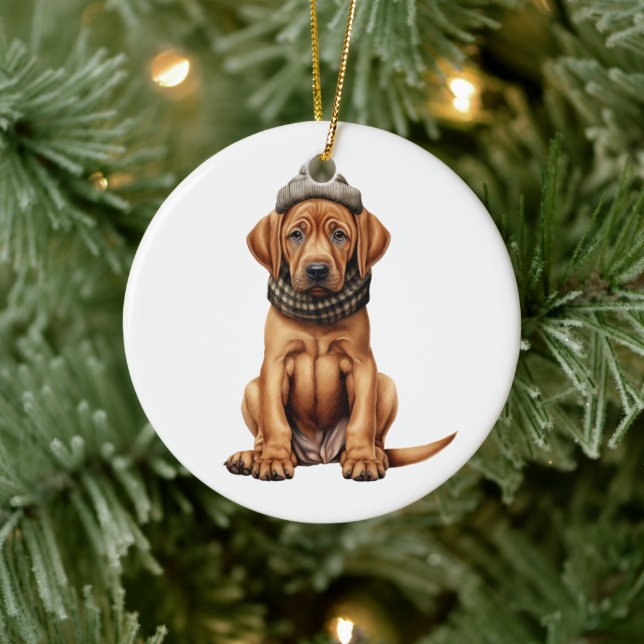 Personalised Rhodesian Ridgeback Dog Ceramic Tree Decoration (Tree)
