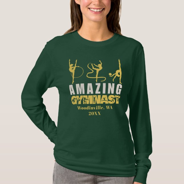 Personalised Rhythmic Gymnastic Location Date Name T-Shirt (Front)