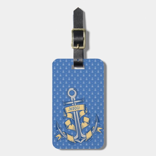 Personalised Ribbon Anchor Luggage Tag (Front Vertical)