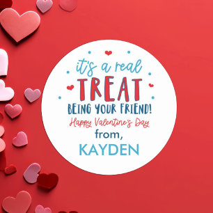 Personalised Rice Treat Valentine Day Treat   Classic Round Sticker