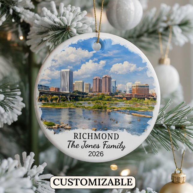Personalised Richmond Ornament, Custom Virginia Ceramic Tree Decoration (Creator Uploaded)