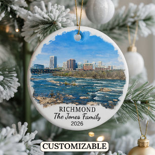 Personalised Richmond Ornament, Custom Virginia Ceramic Tree Decoration