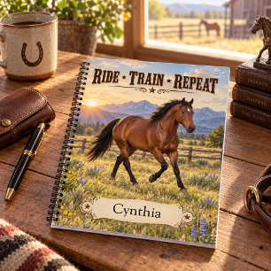 Personalised Ride Train Repeat Bay Quarter Horse Notebook