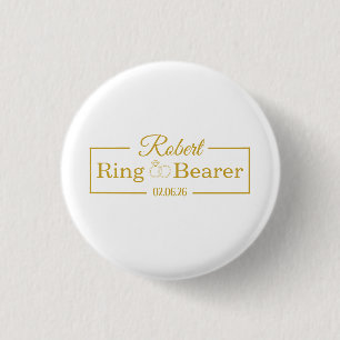 Personalised Ring Bearer Baseball Gift for Groomsm 3 Cm Round Badge