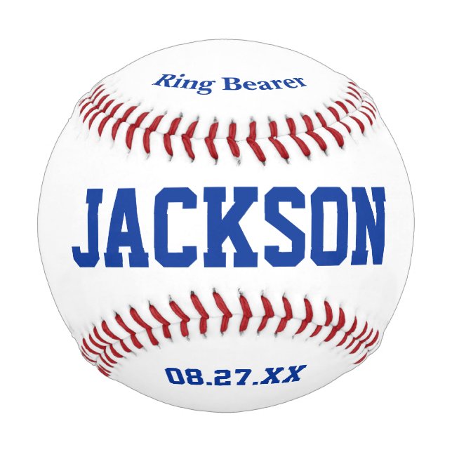 Personalised Ring Bearer Proposal Ring Bear Gift Baseball (Front)