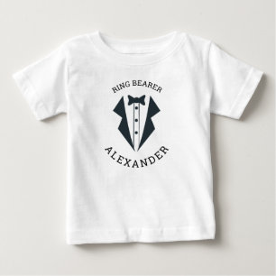 Personalised Ring Bearer Tuxedo Black White Baby T-Shirt