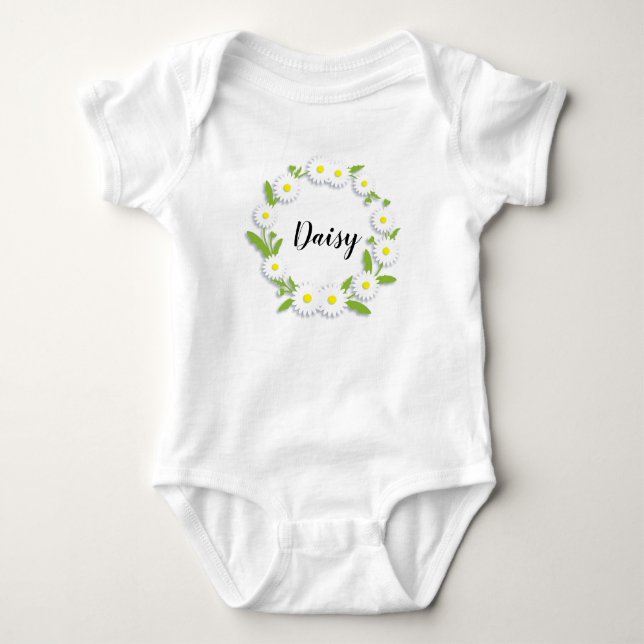 Personalised Ring of Daisies Baby Bodysuit (Front)