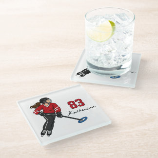 Personalised Ringette Player | Ringette Girl Glass Coaster