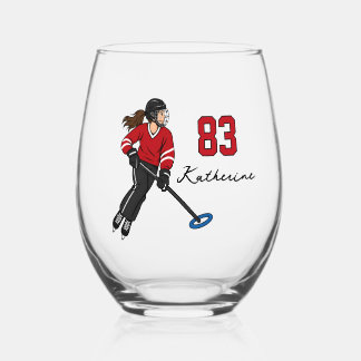 Personalised Ringette Player | Ringette Girl Stemless Wine Glass