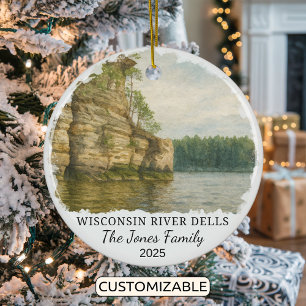Personalised River Dells Ornament, Wisconsin Ceramic Tree Decoration