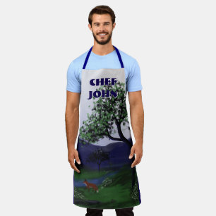 Personalised River Fox Design, Large Apron