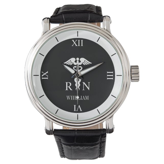 Personalised RN Medical Symbol Nurse Roman Dial Watch (Front)