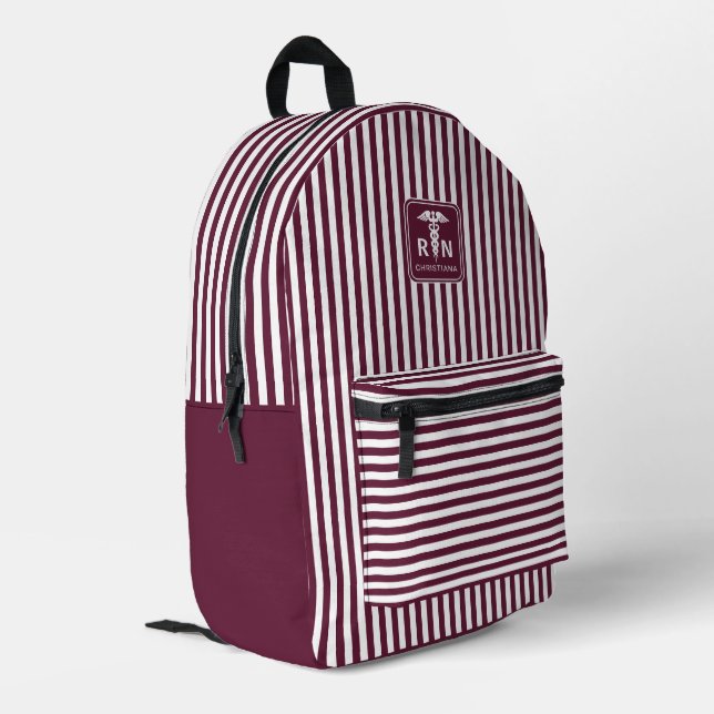 Personalised RN Modern and Elegant Stripes Pattern Printed Backpack (Back Corner Left)