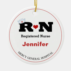 Personalised Rn Nurse Christmas Ceramic Ornament