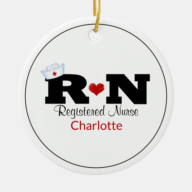 Personalised Rn Nurse Christmas Ceramic Tree Decoration (Front)