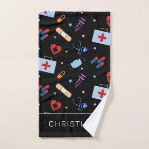 Personalised RN Nurse Doctor Medical Pattern Hand Towel