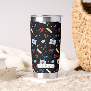Personalised RN Nurse   Doctor Medical Pattern Insulated Tumbler
