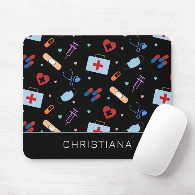 Personalised RN Nurse | Doctor Medical Pattern Mouse Mat (With Mouse)