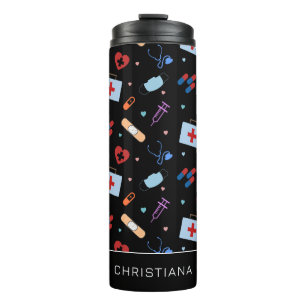Personalised RN Nurse   Doctor Medical Pattern Thermal Tumbler
