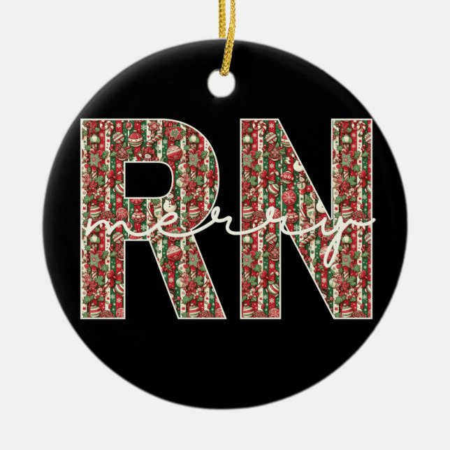 Personalised RN Nurse First Year Christmas Keepsak Ceramic Tree Decoration (Front)