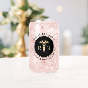 Personalised RN Nurse Nursing School Graduation Can Glass