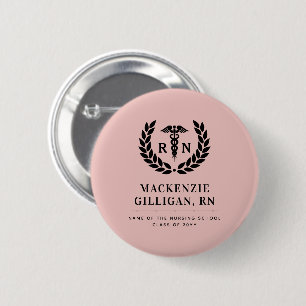 Personalised RN Nursing School Graduation Elegant 6 Cm Round Badge