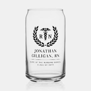 Personalised RN Nursing School Graduation Elegant Can Glass