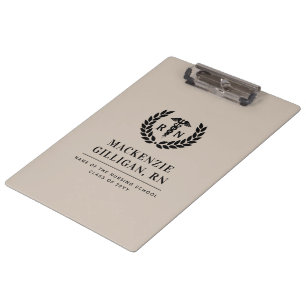 Personalised RN Nursing School Graduation Elegant Clipboard