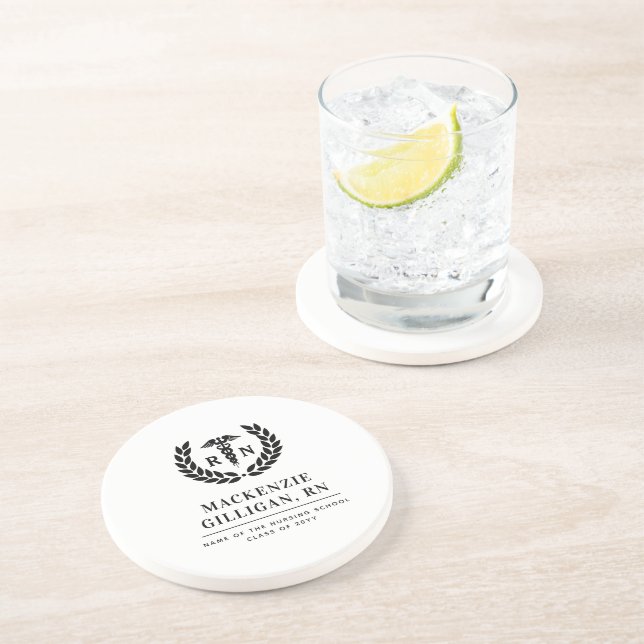 Personalised RN Nursing School Graduation Elegant Coaster (Side)