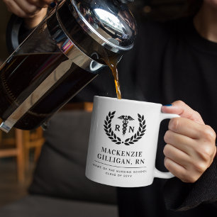 Personalised RN Nursing School Graduation Elegant Coffee Mug