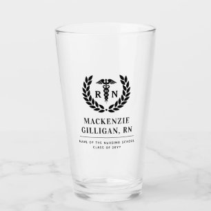 Personalised RN Nursing School Graduation Elegant Glass