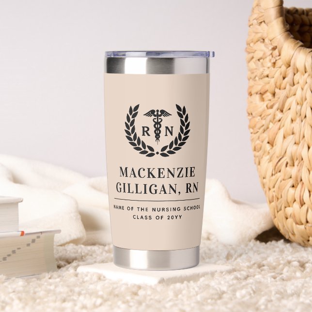 Personalised RN Nursing School Graduation Elegant Insulated Tumbler (Living Room)
