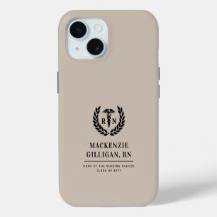 Personalised RN Nursing School Graduation Elegant iPhone 15 Case