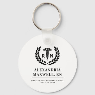 Personalised RN Nursing School Graduation Elegant Key Ring