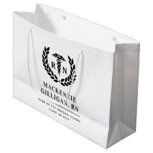 Personalised RN Nursing School Graduation Elegant Large Gift Bag
