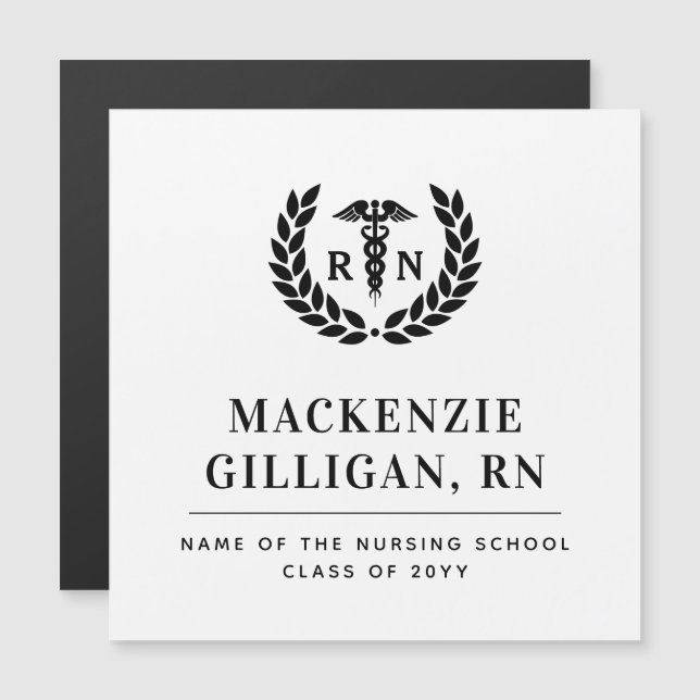 Personalised RN Nursing School Graduation Elegant Magnetic Invitation (Front/Back)
