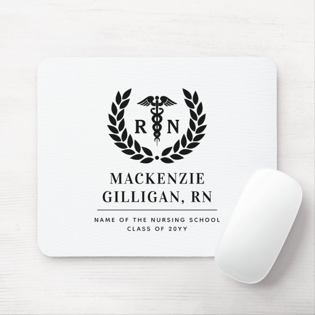 Personalised RN Nursing School Graduation Elegant Mouse Mat (With Mouse)