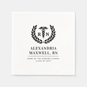Personalised RN Nursing School Graduation Elegant Napkin