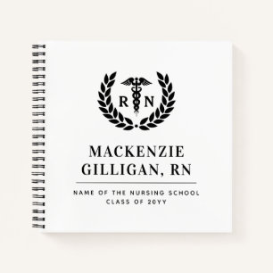 Personalised RN Nursing School Graduation Elegant Notebook
