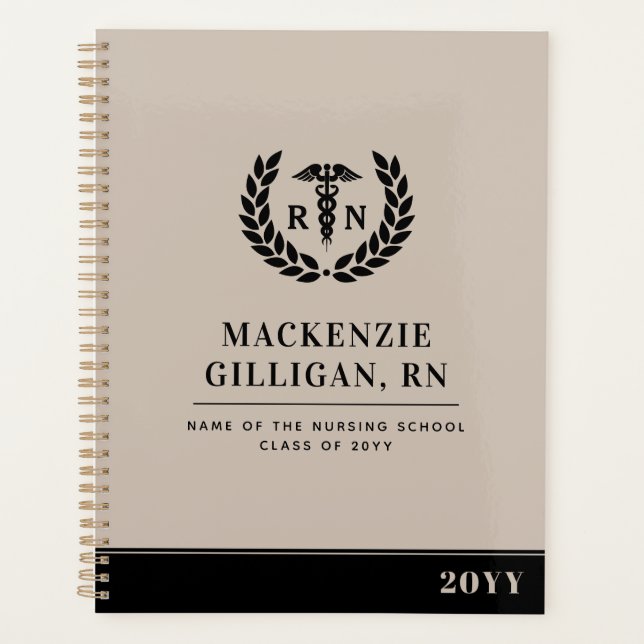 Personalised RN Nursing School Graduation Elegant Planner (Front)