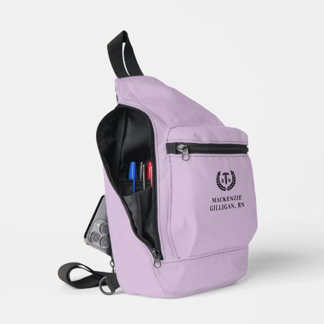 Personalised RN Nursing School Graduation Elegant Sling Bag (Open)