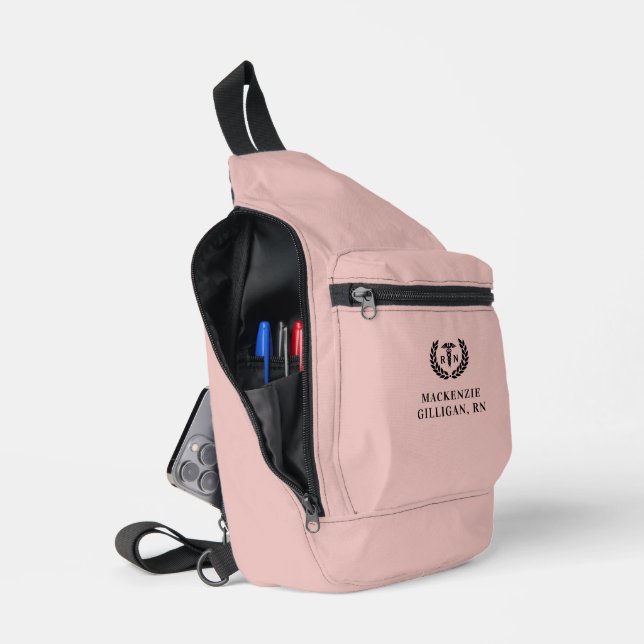 Personalised RN Nursing School Graduation Elegant Sling Bag (Open)