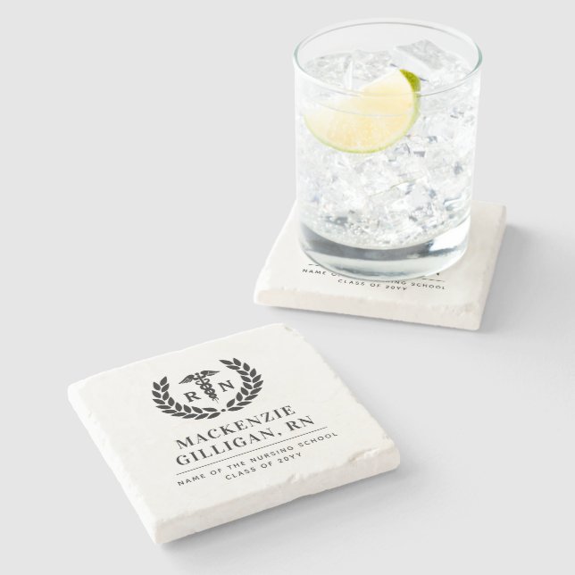 Personalised RN Nursing School Graduation Elegant Stone Coaster (Side)