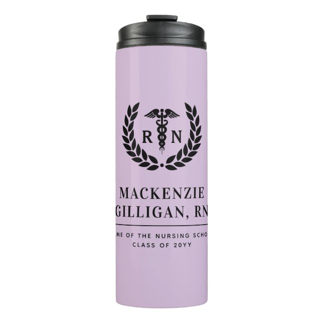 Personalised RN Nursing School Graduation Elegant Thermal Tumbler (Front)