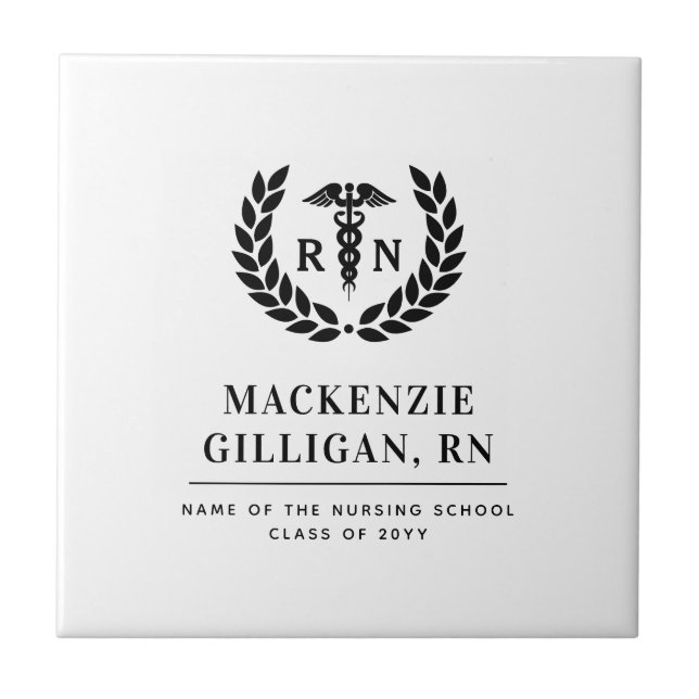 Personalised RN Nursing School Graduation Elegant Tile (Front)