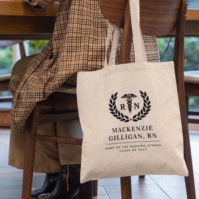 Personalised RN Nursing School Graduation Elegant Tote Bag (Creator Uploaded)