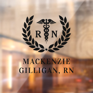 Personalised RN Nursing School Graduation Elegant Window Cling