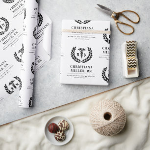 Personalised RN Nursing School Graduation Elegant Wrapping Paper