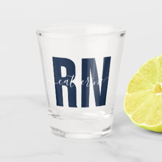 Personalised RN Registered Nurse Blue & White Shot Glass