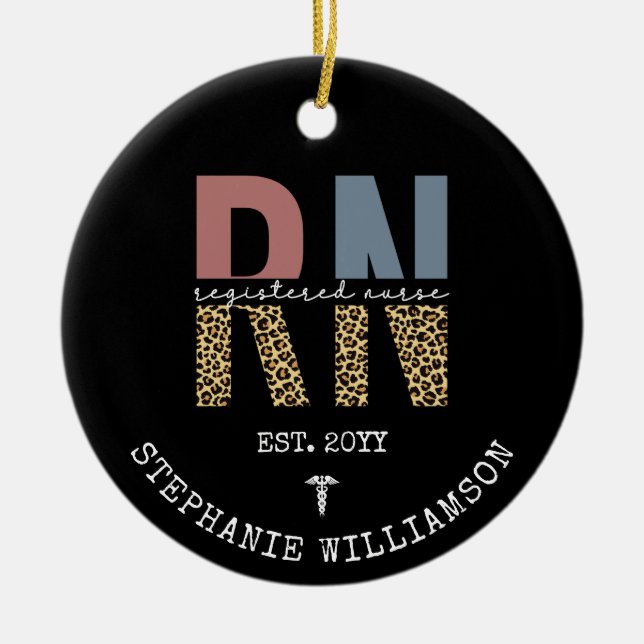 Personalised RN Registered Nurse Graduation Ceramic Tree Decoration (Front)